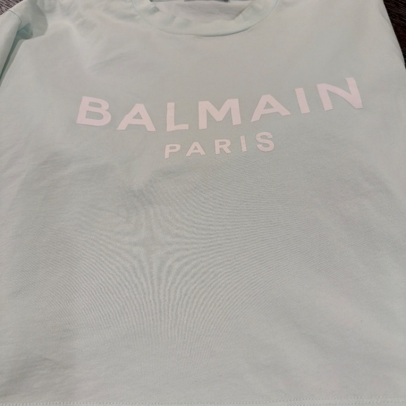Balmain Light Mint green cropped t shirt - Picture 8 of 9